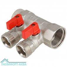 Коллектор VALTEC VTc.580.N.0502 с отсек. кранами НР 3/4"х1/2" 2 вых