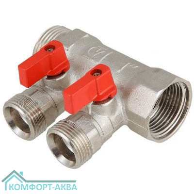 Коллектор VALTEC VTc.580.N.0502 с отсек. кранами НР 3/4"х1/2" 2 вых