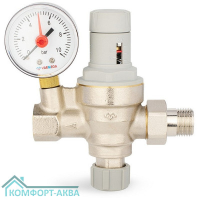 Клапан VARMEGA подпиточный 1/2", мембранный, с манометром, VM23001