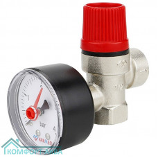 Клапан предохранительный VARMEGA 1/2" ВР-ВР, 6 бар, мембранный, с манометром, VM16617