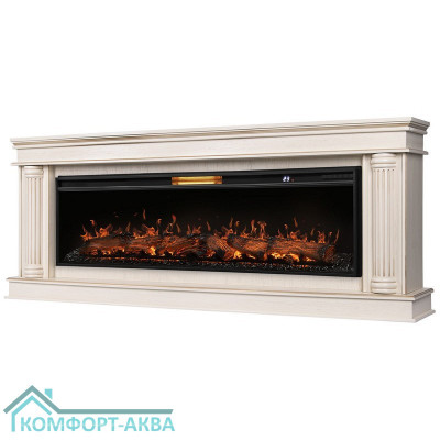 Каминокомплект: Очаг Royal Thermo Aurora RTFP/P-AR60LS, портал Olympia 60 сл. кость с зол. патиной