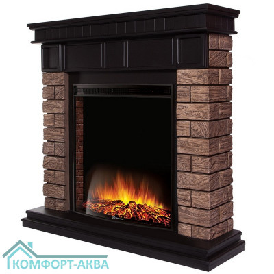 Портал Firelight Bricks Wood Classic камень темный, шпон венге