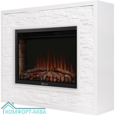 Портал Firelight Loft 30 камень белый, белая эмаль