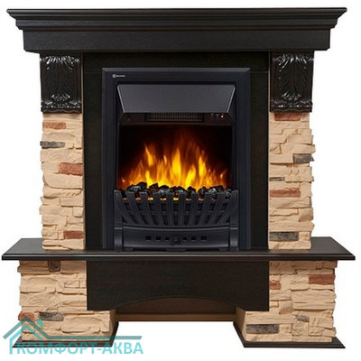 Портал Firelight Pietra Classic камень сланец натуральный, шпон темный дуб