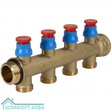 Коллектор сборный Giacomini с регулирующими клапанами 1" x 3/4"E /2, R583VY112