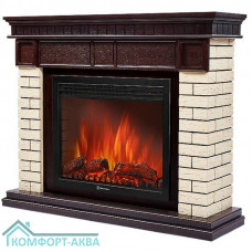 Портал Firelight Bricks 30 камень бежевый, шпон темный дуб