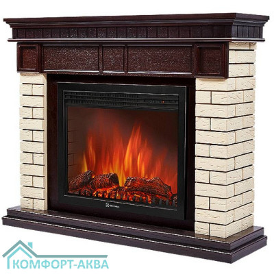 Портал Firelight Bricks 30 камень бежевый, шпон темный дуб