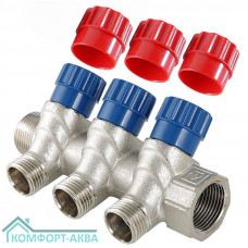 Коллектор с регулировочными вентилями 3 выхода 3/4" * 1/2" (VTc.560.N) (Valtec)