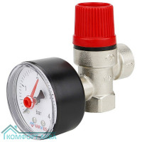 Клапан предохранительный VARMEGA мембранный VM16614 ВР-ВР, 1/2", 3 бар, с манометром