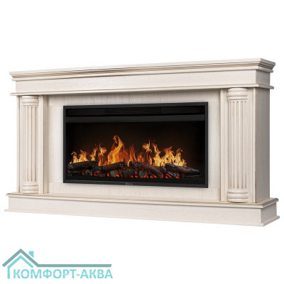 Каминокомплект: Очаг Electrolux EFP/P-4220LS, портал Olympia 42/40/36, сл. кость с зол. патиной