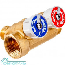Коллектор сантехнический Giacomini с вентилями 3/4" x 1/2" /2, R585CY072