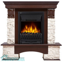 Портал Firelight Pietra Classic камень белый, шпон темный дуб
