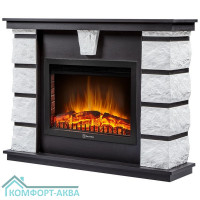 Каминокомплект: Очаг Electrolux EFP/P-2520LS N, портал Excalibur 25 камень белый
