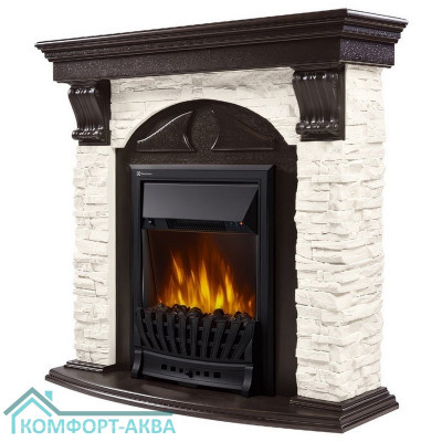 Портал Firelight Torre Classic камень белый, шпон венге
