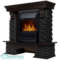 Портал Firelight Pietra Nuovo Classic камень сланец чёрный, шпон венге
