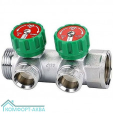 Коллектор регулирующий VARMEGA VM14632, 1", на 2 выхода 3/4"ЕК, хромированный