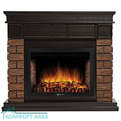Каминокомплект:Очаг Electrolux EFP/P-3320RLS, портал Bricks Wood 30 камень темный, шпон венге