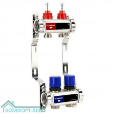 Группа коллекторная с расх. VARMEGA VM15102 ВР 1", под 130 насос, на 2 конт. 3/4" EK, нерж. сталь