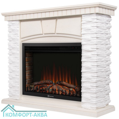 Портал Firelight Porto 30 камень белый, шпон беленый дуб