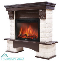 Портал Firelight Forte 25S камень белый, шпон темный дуб
