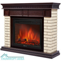 Портал Firelight Bricks 25 камень бежевый, шпон темный дуб
