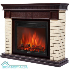 Портал Firelight Bricks 25 камень бежевый, шпон темный дуб
