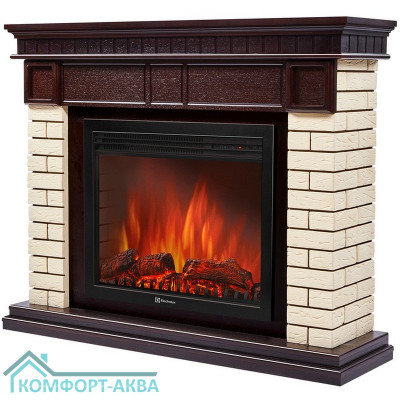 Портал Firelight Bricks 25 камень бежевый, шпон темный дуб