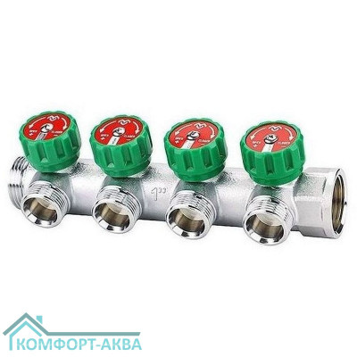 Коллектор регулирующий VARMEGA 1" 4 х 1/2" хромированный VM14624