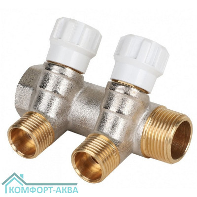 Коллектор латунный MVI 3/4"x1/2" 2 вых с регулирующими вентилями