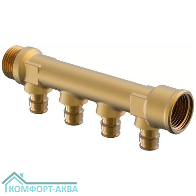 Коллектор DR-латунь 3/4" НР/ВР, 4*16 ц/ц 35мм Uponor (1023029)