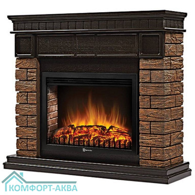 Портал Firelight Bricks Wood 30 камень коричневый, шпон темный дуб
