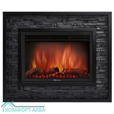 Каминокомплект: Очаг Electrolux EFP/P-3020LS, портал Loft 30 камень черный, черная эмаль