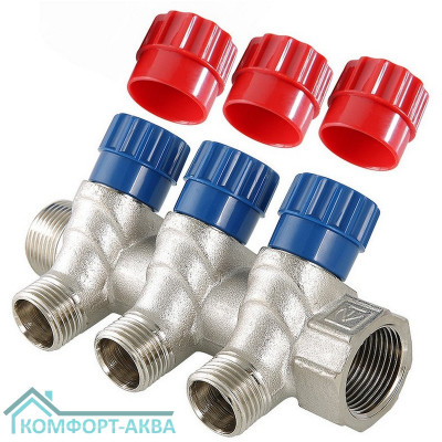 Коллектор с регулировочными вентилями 2 выхода 3/4" * 1/2" (VTc.560.N) (Valtec)