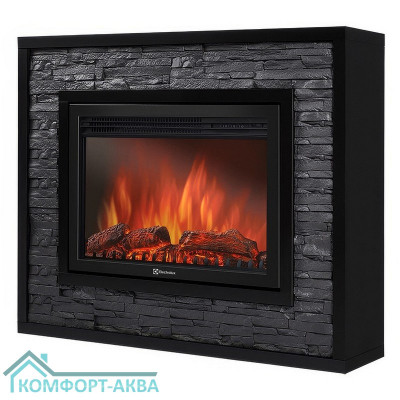 Портал Firelight Loft 30 камень черный, черная эмаль