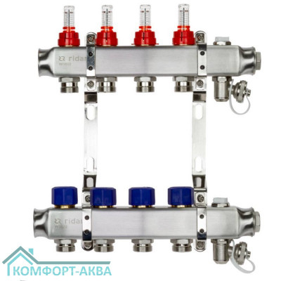 Комплект коллекторов РИДАН SSM-12RF set с расход.,кроншт.,руч.воздух.,слив.кран. и торц.заглуш.