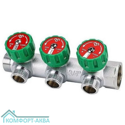 Коллектор регулирующий VARMEGA 3/4" 3 х 3/4"ЕК хромированный VM14613
