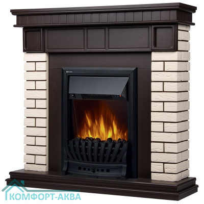 Портал Firelight Bricks Classic камень бежевый, шпон темный дуб