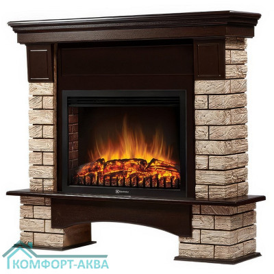 Портал Firelight Forte Wood 25 камень коричневый, шпон темный дуб