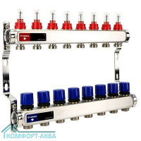 Группа коллекторная с расх. VARMEGA VM15108 ВР 1", под 130 насос, на 8 конт. 3/4" EK, нерж. сталь