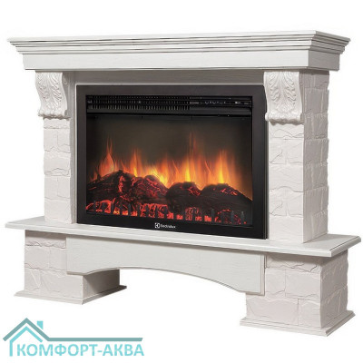 Портал Firelight Forte 30S камень белый, шпон белёный дуб
