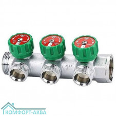 Коллектор регулирующий VARMEGA VM14633, 1", на 3 выхода 3/4"ЕК, хромированный