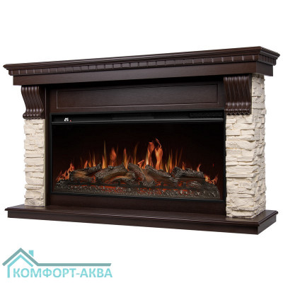 Портал Firelight Michigan 42/40/36, камень молочный, шпон темный дуб