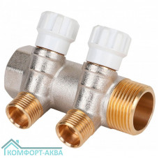 Коллектор латунный с регулирующими вентилями MVI 1"x1/2" 2 вых.