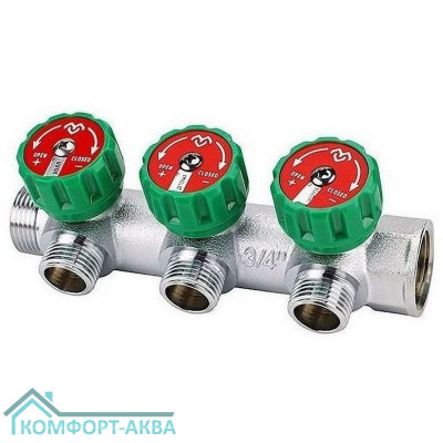 Коллектор регулирующий VARMEGA 3/4" 3 х 1/2" хромированный VM14603