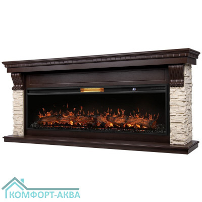 Каминокомплект: Очаг Royal Thermo Aurora RTFP/P-AR60LS, портал Michigan 60, камень мол., шп. тем.дуб