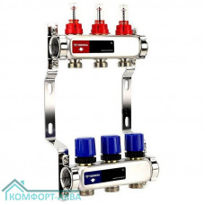 Группа коллекторная с расх. VARMEGA VM15103 ВР 1", под 130 насос, на 3 конт. 3/4" EK, нерж. сталь