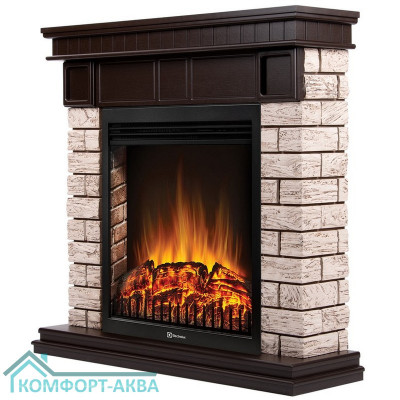 Портал Firelight Bricks Wood Classic камень коричневый, шпон темный дуб