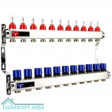 Группа коллекторная с расх. VARMEGA VM15111 ВР 1", под 130 насос, на 11 конт. 3/4" EK, нерж. сталь