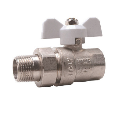 Vieir VR204-02B кран шаровой с американкой прямой В×Н 3/4 PN30 бабочка белый