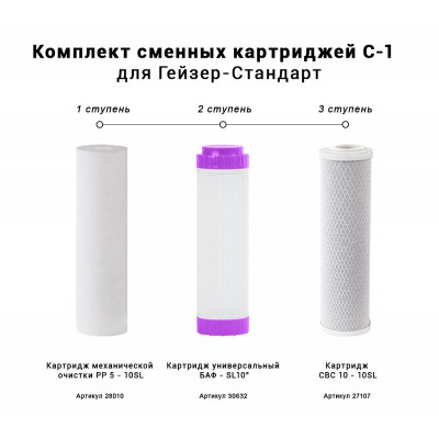 Гейзер комплект картриджей 50085 Гейзер Стандарт С-1 10SL